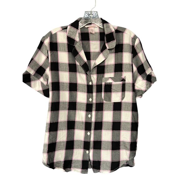Victorias Secret Modal Plaid Short Sleeve Pajama Top - Picture 1 of 7